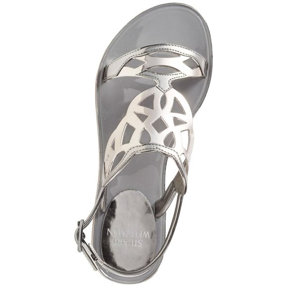 STUART WEITZMAN Graphite Silver Gelfisher Flat Slingback Sandals sz 6 Women's - Picture 13 of 13